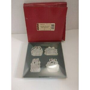 Longaberger Pewter Basket ORNAMENTS, #23170 Set Of 4 Ornaments